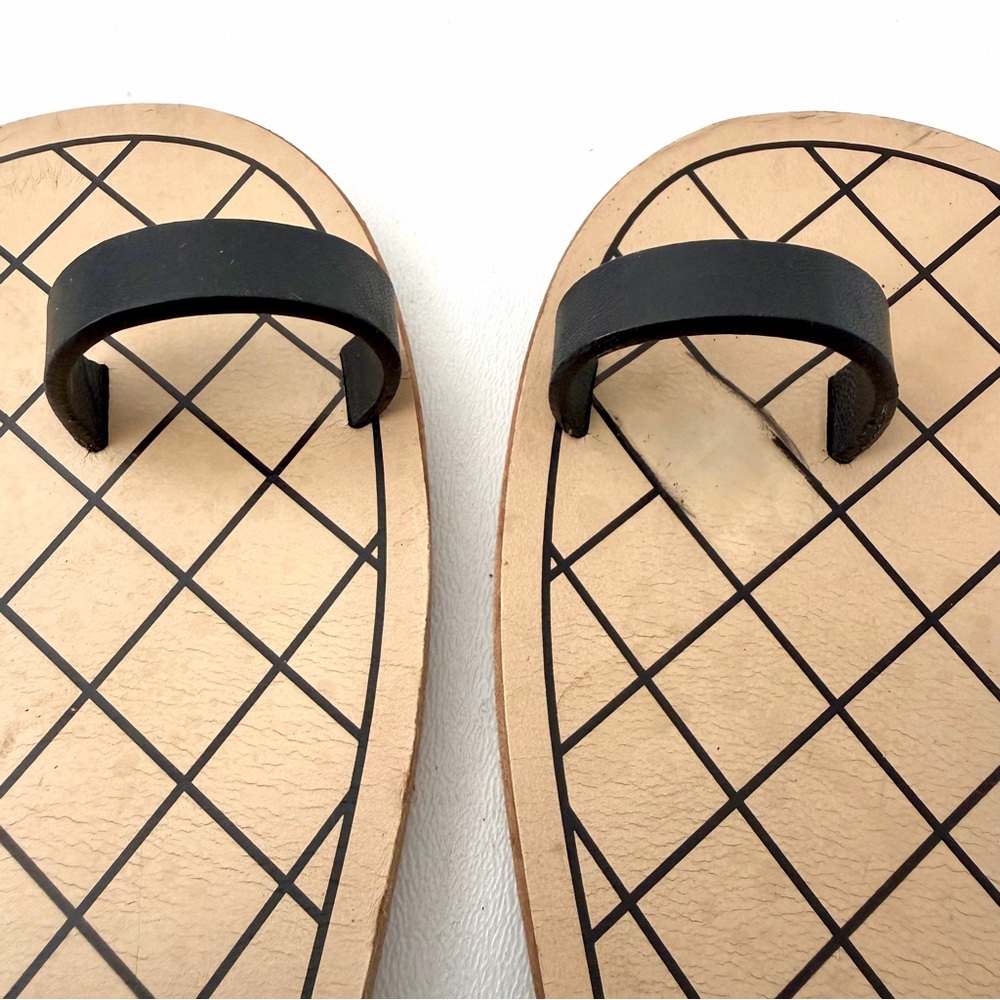CHANEL | Chain CC Toe Ring Sandals Black Leather Flats EU 40 - Picture 11 of 16